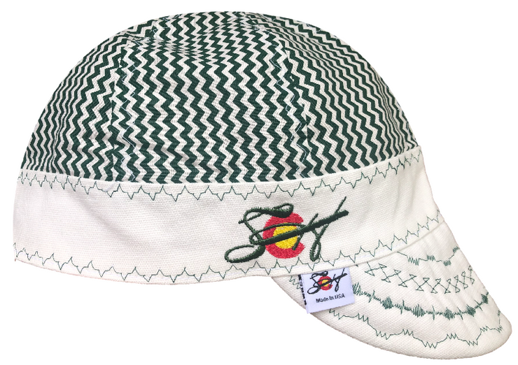 Kelly Green Chevron  &  Some Slaps! Size 7 1/4 Embroidered Hybrid Welding Cap