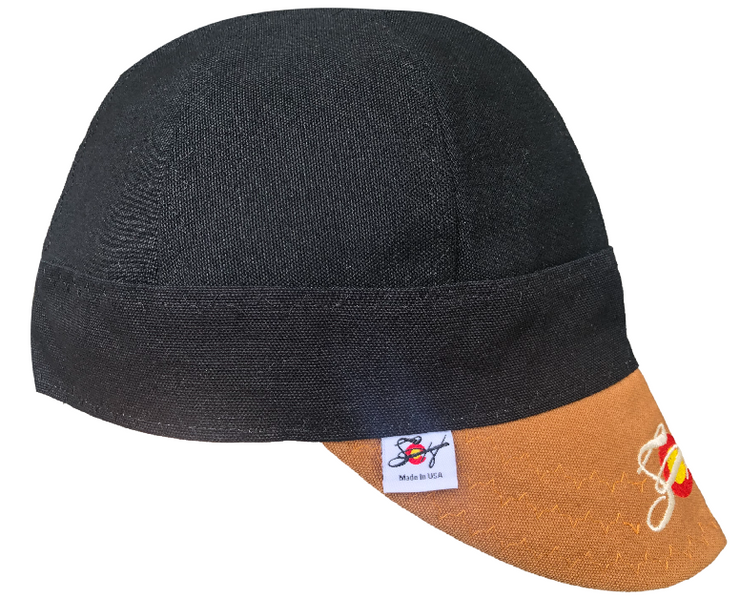 Black/Brown Embroidered Prewashed Canvas Welding Cap