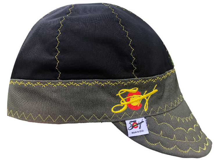 Black/Yellow Size 7 1/4 Lined Hybrid Welders Cap