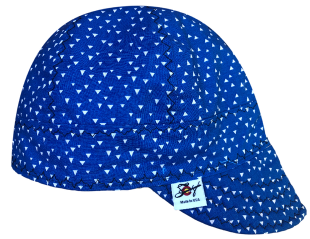 Blue Abstract Triangles 100% Cotton Welders Cap