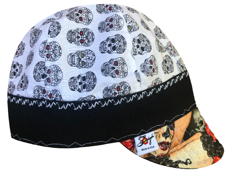 Skulls/Day of the Dead Size 7 1/2 Hybrid Welding Cap