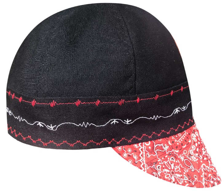 Black/Red Size 7 1/8 Prewashed Canvas Embroidered Welders Cap