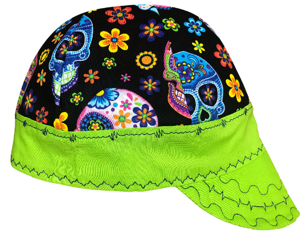 Hippie Skulls Lined 100% Cotton Welders Cap