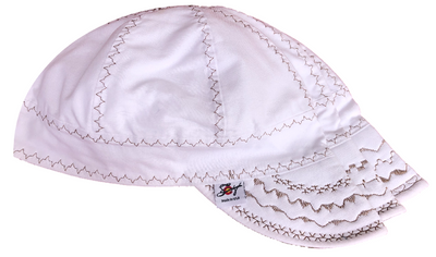 3 Pk. White Pipeliner/Brown Stitching 100% Cotton Lined Size 7 3/8 Welders Cap