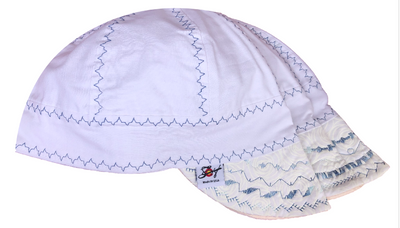 3 Pk. White Pipeliner/Blue Stitching 100% Cotton Lined Size 7 3/8 Welders Cap