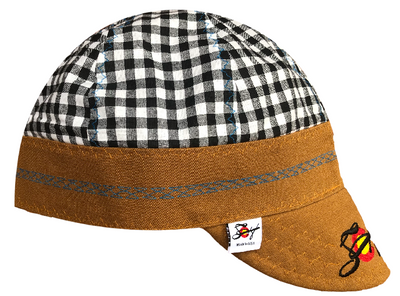 Black Checked Size 7 1/4 Embroidered Hybrid Welding Cap