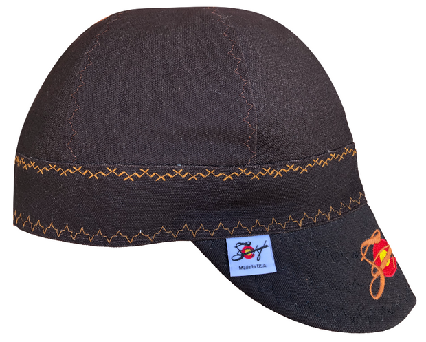 Chocolate & Gold 7 1/4 Prewashed Embroidered Canvas Welders Cap