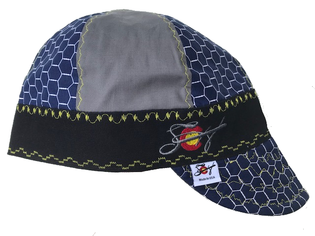Navy & Grey Mixed Panels Hybrid Welding Cap Choose your band Color