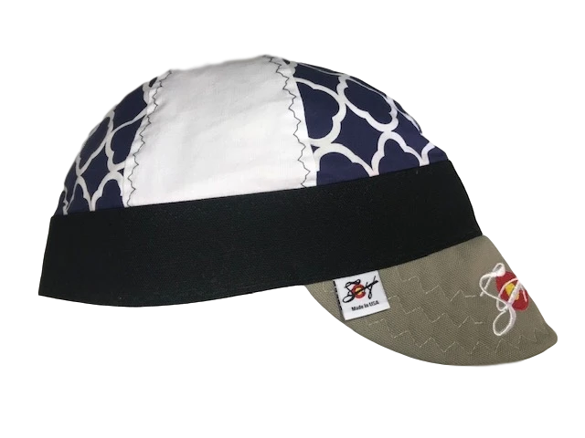 Navy Quatrefoil & Khaki Embroidered Hybrid Welding Cap